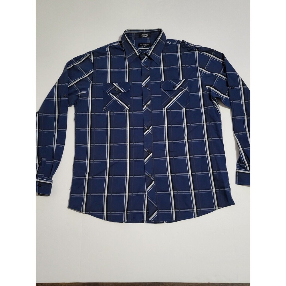 (#A1) Eighty Eight Platinum 732 Blue Striped Style Button Down Men's XL